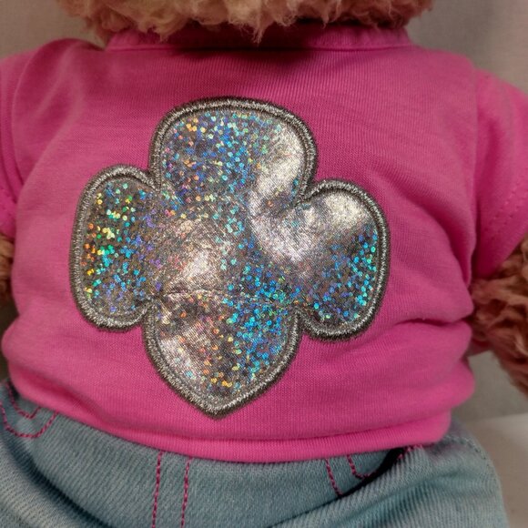 Build A Bear Workshop Bear Girl Scouts Trefoil T Shirt Denim Jean Skirt Set - Picture 12 of 16